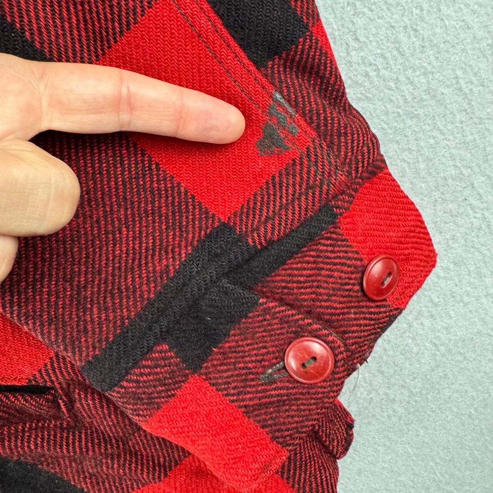 Vintage 50s Woolrich Jacket Mens Large Wool Mackinaw Red Plaid Hunting Talon Zip - Picture 8 of 16